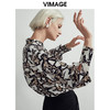 VIMAGE纬漫纪秋款时尚宽松显瘦洋气印花灯笼袖衬衫女上衣V03090011 商品缩略图2