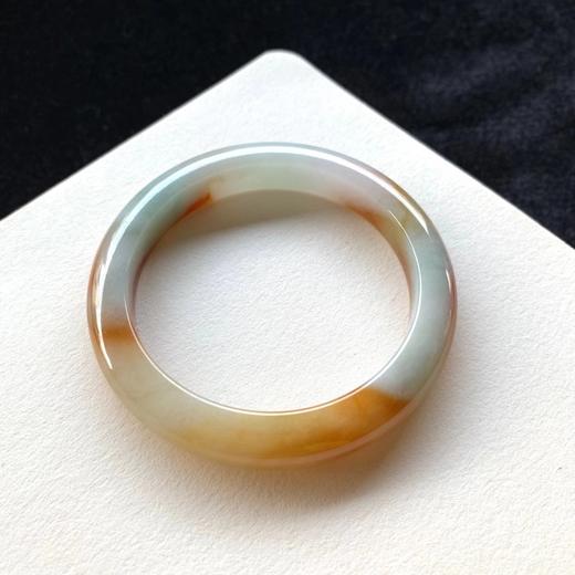 黄翡正圈手镯54圈口549685mm翡翠冰黄翡正圈手镯色艳抢眼光滑细致