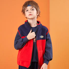 龙之涵亲子拼色摇粒绒马甲中大童亲子款时尚