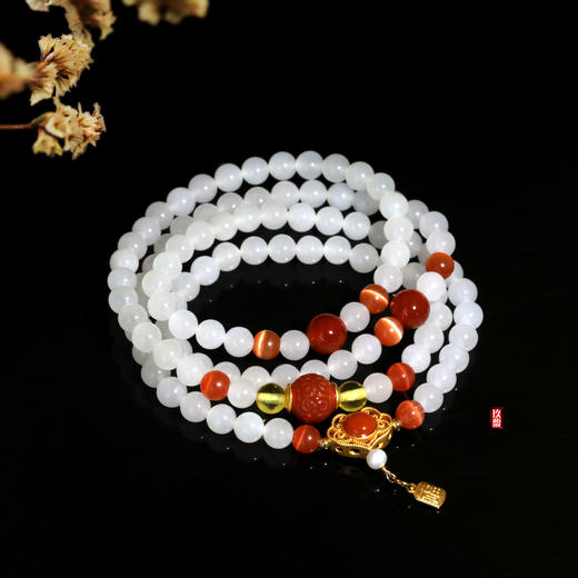 和田玉白玉南红玉珠手串圆珠6mm