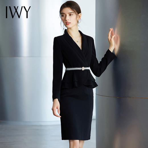 IWY/黑色长袖西装半裙套装CS936 商品图2