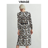 VIMAGE纬漫纪秋款时尚洋气个性印花舒适显瘦收腰连衣裙女V03070093 商品缩略图3