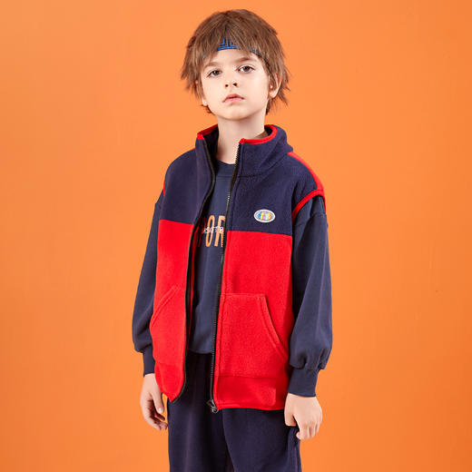 龙之涵亲子拼色摇粒绒马甲中大童亲子款时尚 商品图2