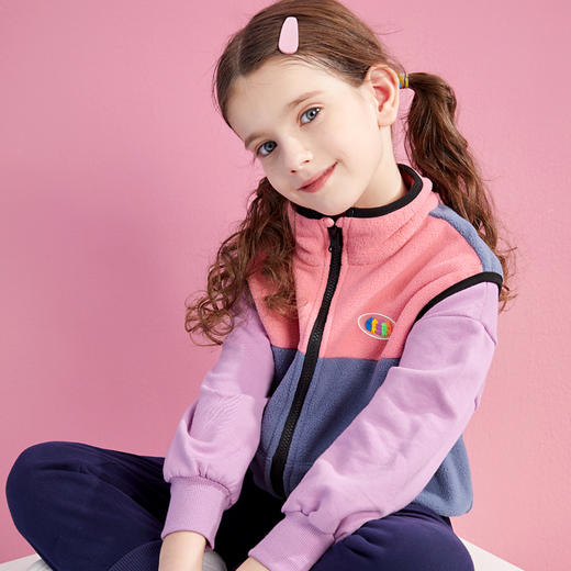 龙之涵亲子拼色摇粒绒马甲中大童亲子款时尚 商品图5