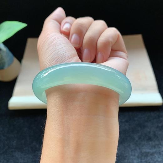冰蓝正圈手镯57圈口57613578mm翡翠冰种蓝水正圈手镯种好水足
