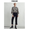 VIMAGE纬漫纪秋款时尚宽松显瘦洋气印花灯笼袖衬衫女上衣V03090011 商品缩略图1