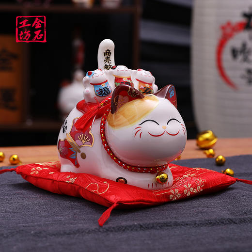 金石工招财猫摆件太阳能摇手店铺开业礼品摆件 福禄寿喜摇手猫【不支持补差，非质量问题不退不换】S 商品图1