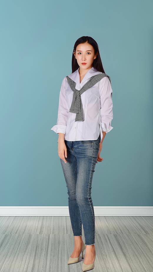 梦里人女装2020秋季新款修身职业百搭白衬衫设计感打底衬衣