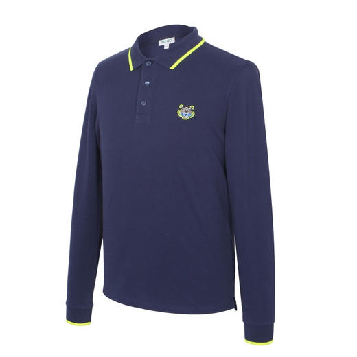 KENZO 高田贤三 蓝色黑色 简约 长袖 男士长POLO 藏蓝 F005 PO101 4BA 78 商品图2