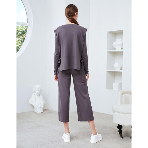 EITIE爱特爱女装宽松休闲裤女简约气质针织阔腿裤6001702 商品图4