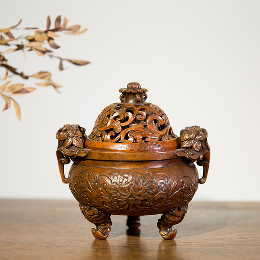 清代  竹雕宝相花香薰 商品图0