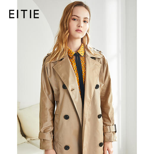 EITIE爱特爱秋季新款洋气复古宽松百搭显瘦双排扣风衣外套女6004713 商品图1
