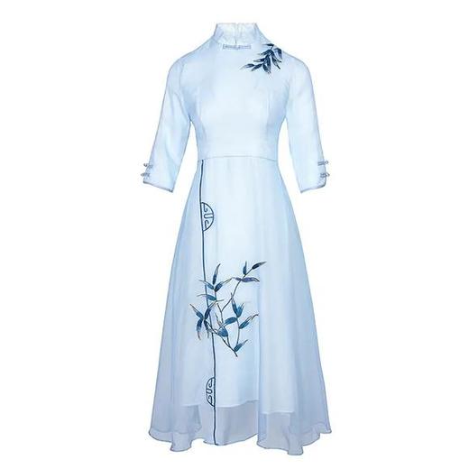 YFL-20200新款优雅长款修身改良中国风复古连衣裙 商品图4