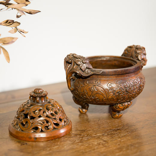 清代  竹雕宝相花香薰 商品图2