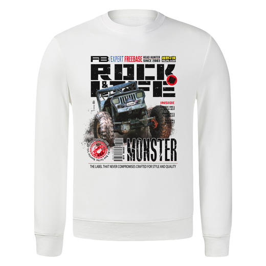 自由基地潮流印花越野文化男女款直筒圆领套头卫衣欧美街头风长袖 NMT-1203 商品图1