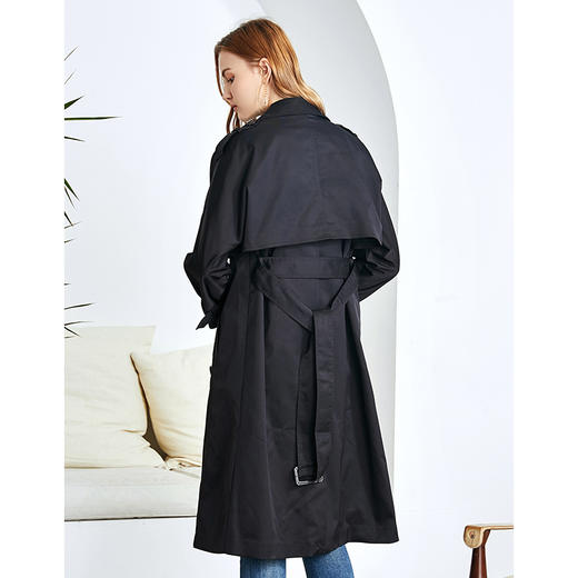 EITIE爱特爱秋季新款洋气复古宽松百搭显瘦双排扣风衣外套女6004713 商品图4