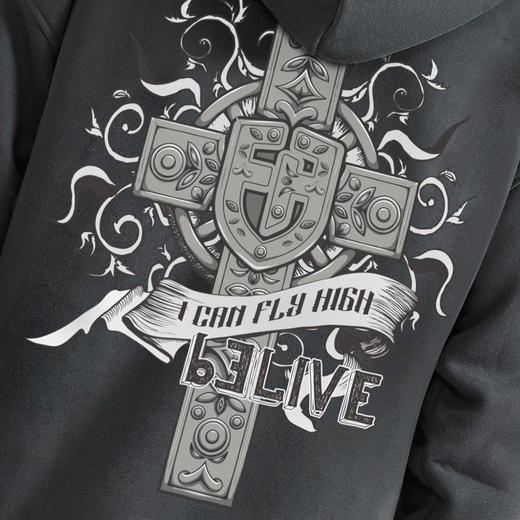 自由基地连帽卫衣男士上装嘻哈新款潮流抓绒宽松上衣潮流复古花纹 NMT-1210 商品图3