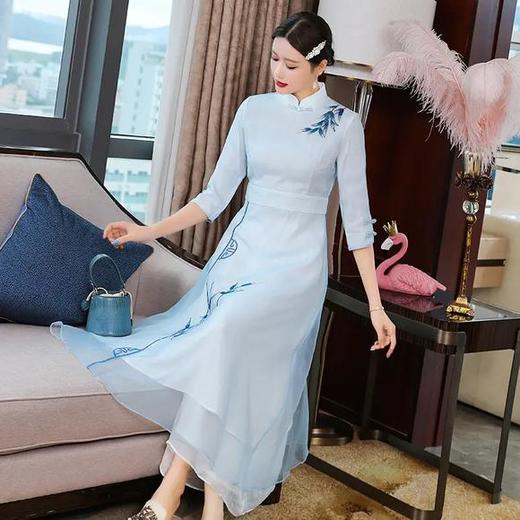 YFL-20200新款优雅长款修身改良中国风复古连衣裙 商品图1
