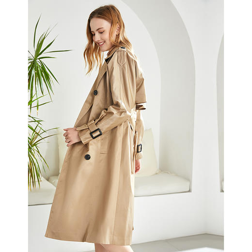 EITIE爱特爱秋季新款洋气复古宽松百搭显瘦双排扣风衣外套女6004713 商品图11