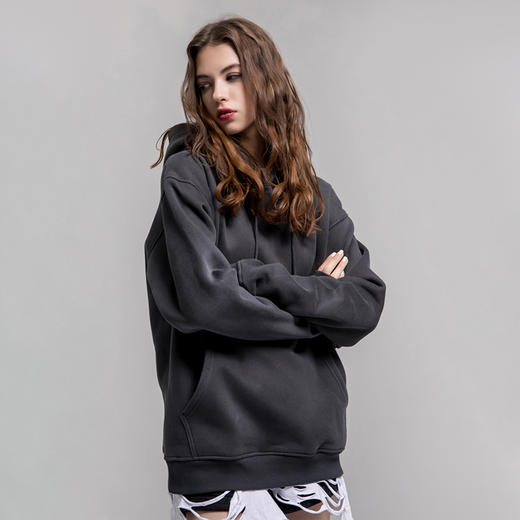 自由基地连帽卫衣男士上装嘻哈新款潮流抓绒宽松上衣潮流复古花纹 NMT-1210 商品图4