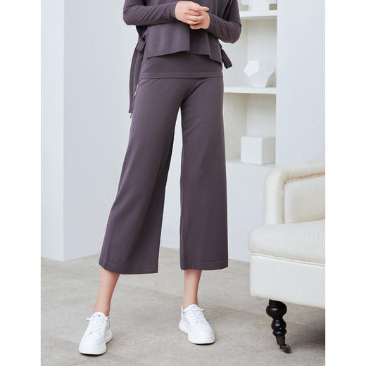 EITIE爱特爱女装宽松休闲裤女简约气质针织阔腿裤6001702 商品图2