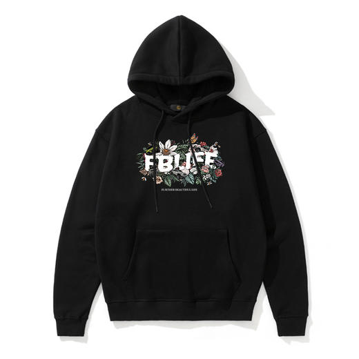 自由基地新款FBLIFE小雏菊越野车印花连帽卫衣抓绒情侣宽松套头衫 NMT-1201 商品图4