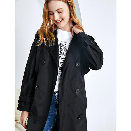 EITIE爱特爱秋季新款洋气复古宽松百搭显瘦双排扣风衣外套女6004713 商品图2