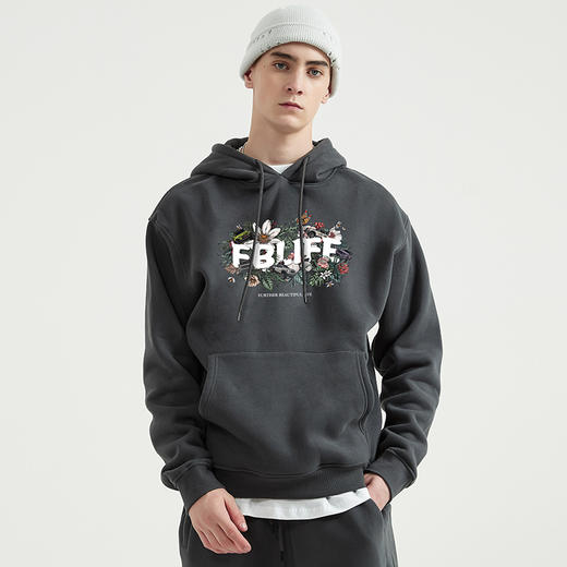 自由基地新款FBLIFE小雏菊越野车印花连帽卫衣抓绒情侣宽松套头衫 NMT-1201 商品图0