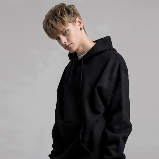 自由基地连帽卫衣男士上装嘻哈新款潮流抓绒宽松上衣潮流复古花纹 NMT-1210 商品图2