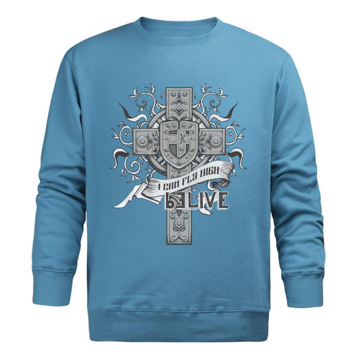 自由基地秋冬个性复古十字架图腾长袖套头圆领卫衣帅气嘻哈风情侣 NMT-1209 商品图3