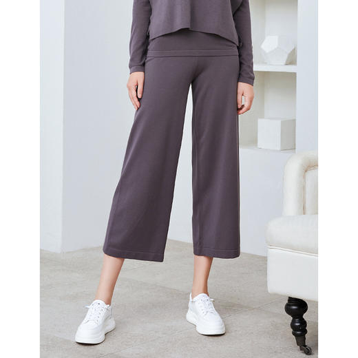 EITIE爱特爱女装宽松休闲裤女简约气质针织阔腿裤6001702 商品图3