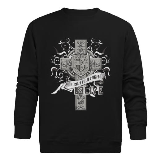 自由基地秋冬个性复古十字架图腾长袖套头圆领卫衣帅气嘻哈风情侣 NMT-1209 商品图1