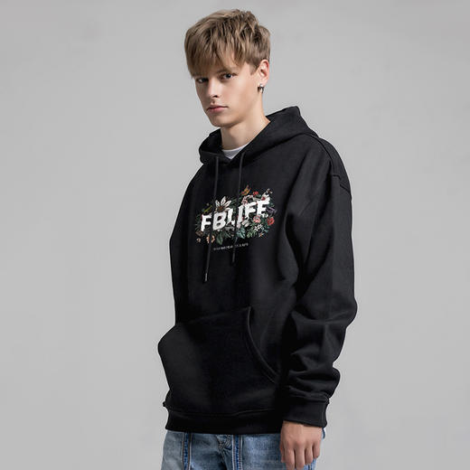 自由基地新款FBLIFE小雏菊越野车印花连帽卫衣抓绒情侣宽松套头衫 NMT-1201 商品图3