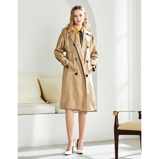 EITIE爱特爱秋季新款洋气复古宽松百搭显瘦双排扣风衣外套女6004713 商品图9