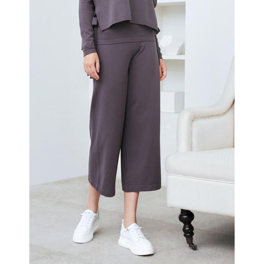 EITIE爱特爱女装宽松休闲裤女简约气质针织阔腿裤6001702 商品图5