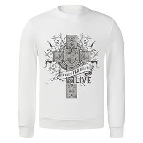 自由基地秋冬个性复古十字架图腾长袖套头圆领卫衣帅气嘻哈风情侣 NMT-1209