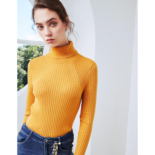 EITIE爱特爱秋季新款气质简约纯色百搭高领针织打底衫套头女6001705 商品图12