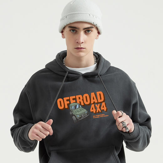 自由基地秋冬宽松越野抓绒套头卫衣时尚潮流连帽休闲运动卫衣韩版 NMT-1206 商品图1