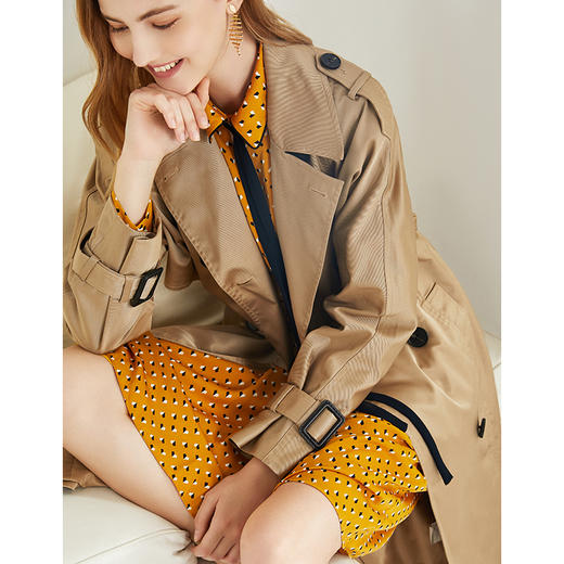 EITIE爱特爱秋季新款洋气复古宽松百搭显瘦双排扣风衣外套女6004713 商品图12