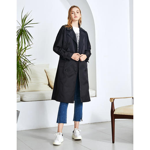 EITIE爱特爱秋季新款洋气复古宽松百搭显瘦双排扣风衣外套女6004713 商品图5