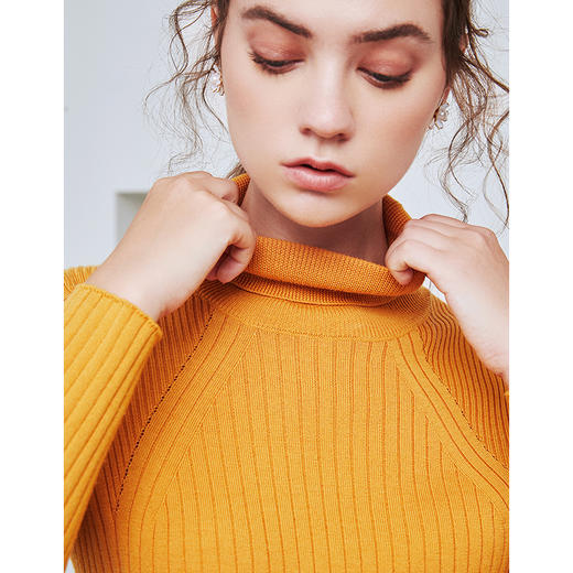 EITIE爱特爱秋季新款气质简约纯色百搭高领针织打底衫套头女6001705 商品图13