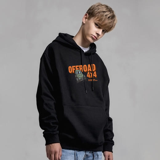 自由基地秋冬宽松越野抓绒套头卫衣时尚潮流连帽休闲运动卫衣韩版 NMT-1206 商品图2