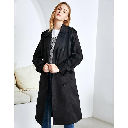 EITIE爱特爱秋季新款洋气复古宽松百搭显瘦双排扣风衣外套女6004713 商品图3