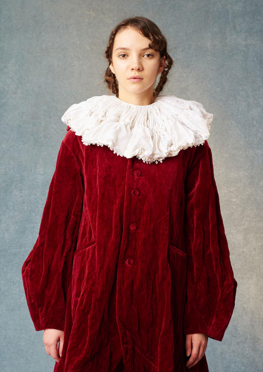 Renlisu 珊瑚红色连帽丝绒廓形外套 商品图1