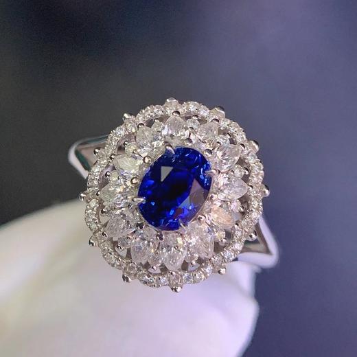 无烧皇家蓝蓝宝石戒指n玻璃体18k金钻石镶嵌总重491g主石重109ct戒圈