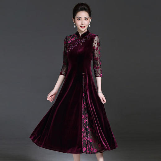 中国风复古，妈妈装连衣裙旗袍YZL-206 商品图1