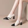 OLD-H2239新款尖头高跟鞋女粗跟女式皮鞋拼接牛皮女鞋 商品缩略图5