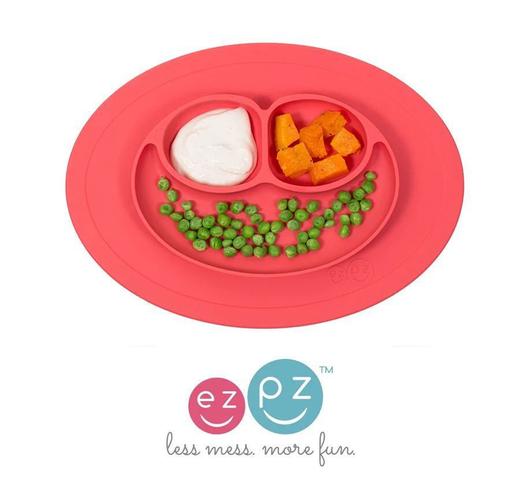现货）美国ezpz儿童硅胶餐盘mini一体式笑脸餐垫盘宝宝分格餐具 商品图2