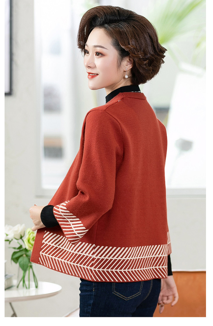 w-6517新款妈妈秋装洋气薄款针织中老年长袖上衣开衫外套