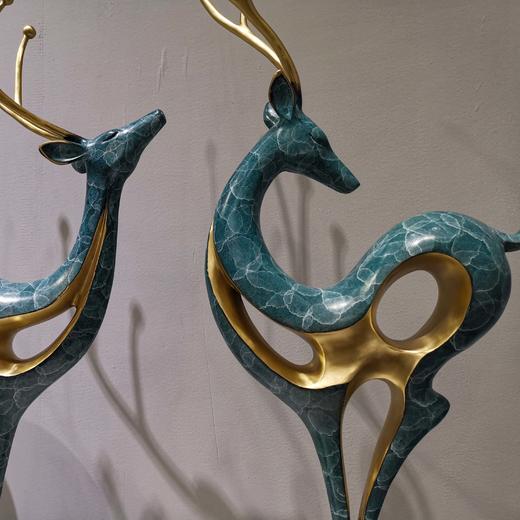 抽象对鹿 纯铜热着色 新中式家居客厅玄关高档家居摆件开业礼办公摆件 时尚 大气 商品图1